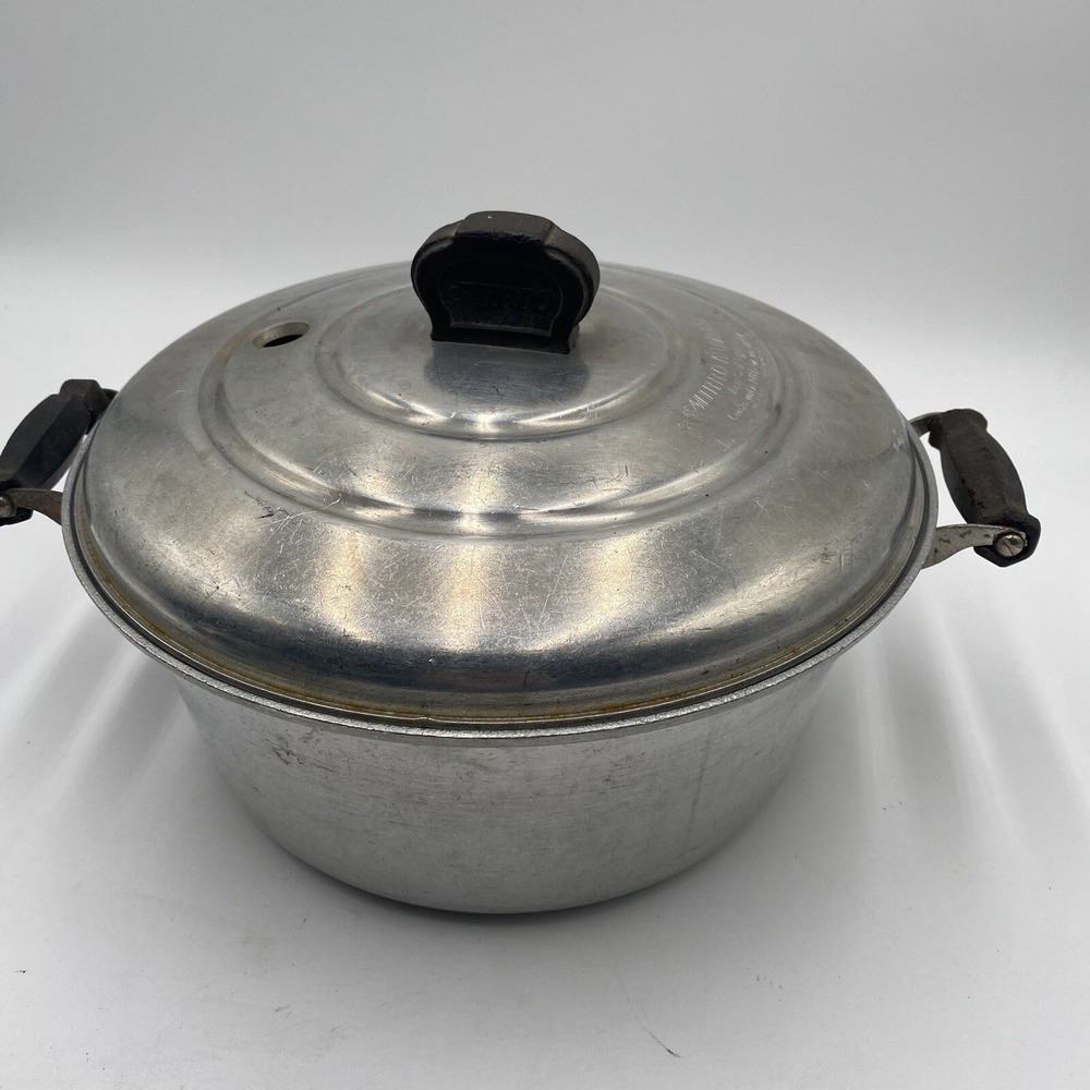 Mirro Vintage 5 QT Aluminum Stock Pot Dutch Oven USA Vapo Seal MISSING VALVE